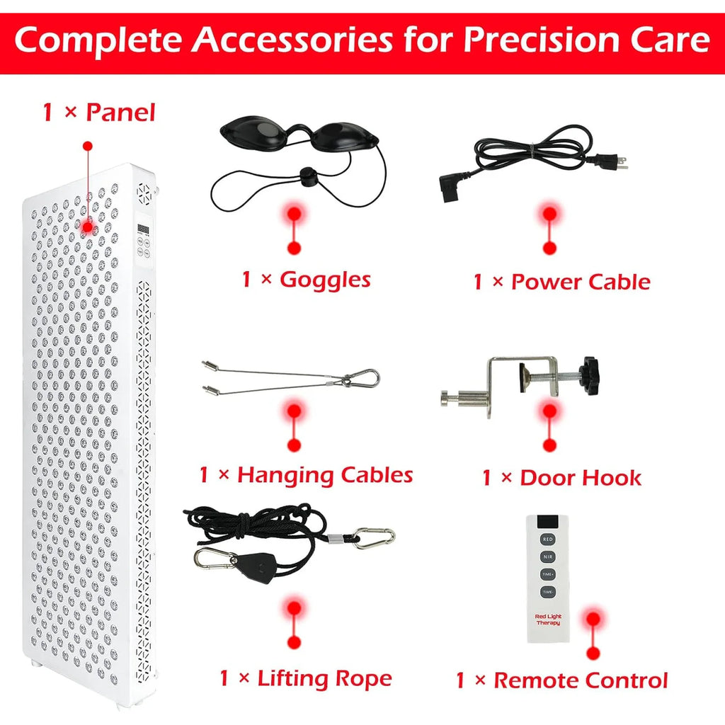AECOJOY Red Light Therapy for Body & Face, 5 Wavelengths Red 660Nm & near Infrared 850Nm Light Therapy Panel with Timer