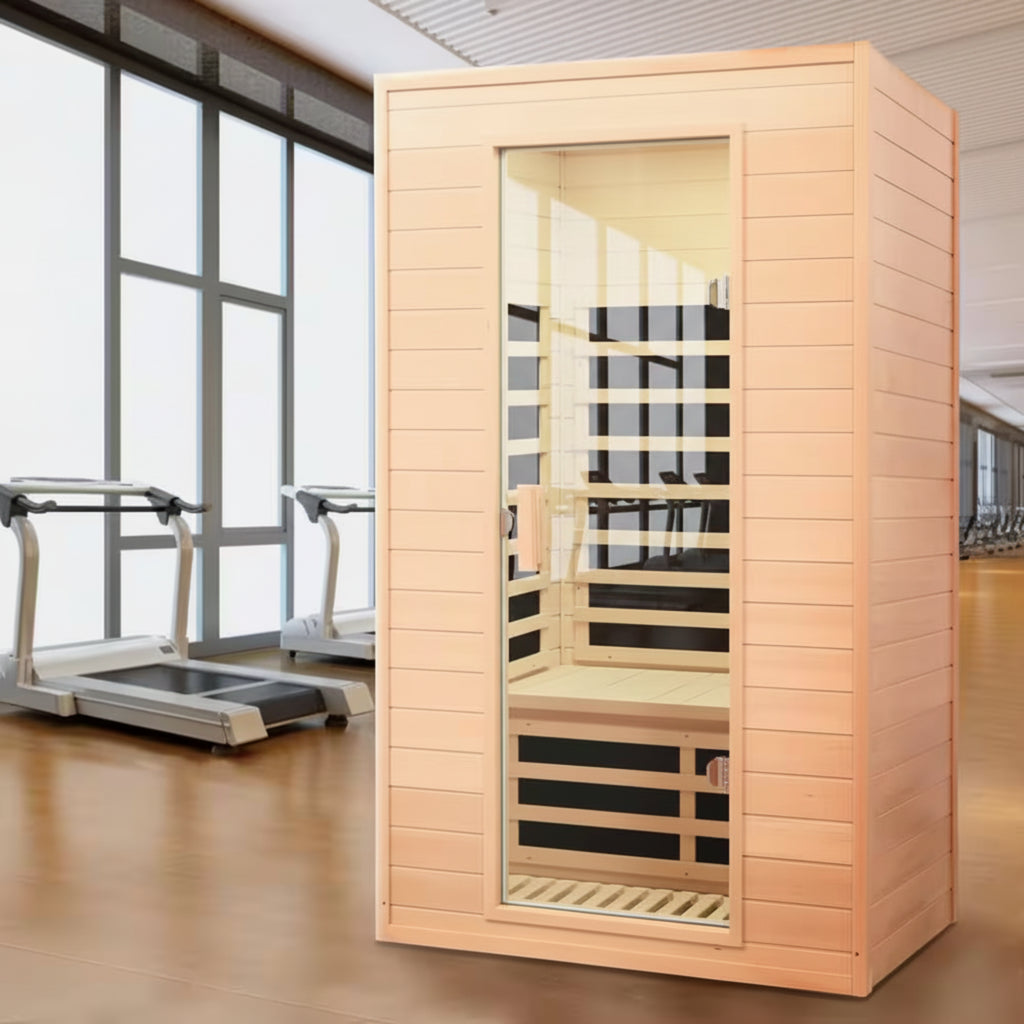 Moray 1-2 Person Indoor Hemlock Infrared Sauna with 5 Far-Infrared Carbon Crystal Heaters