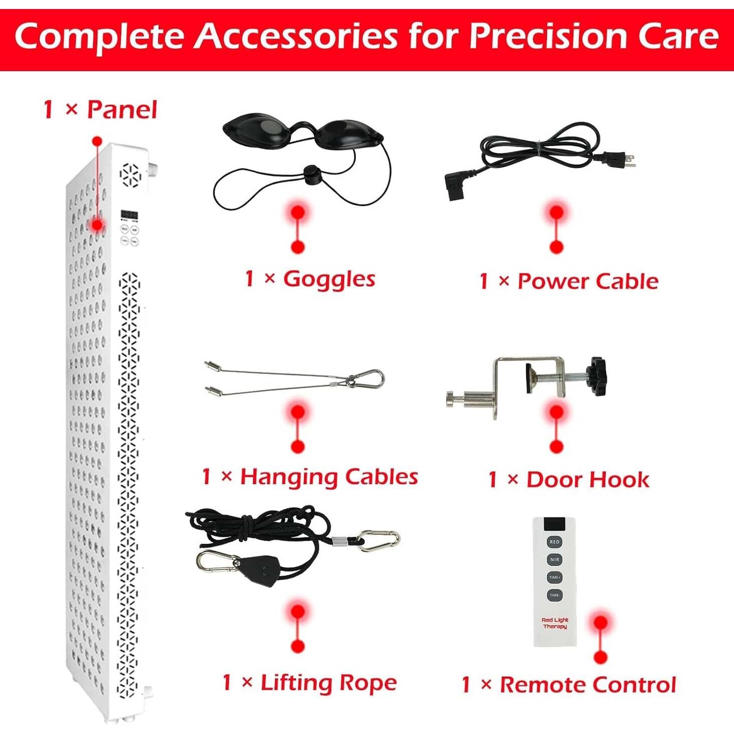 AECOJOY Red Light Therapy for Body & Face, 5 Wavelengths Red 660Nm & near Infrared 850Nm Light Therapy Panel with Timer