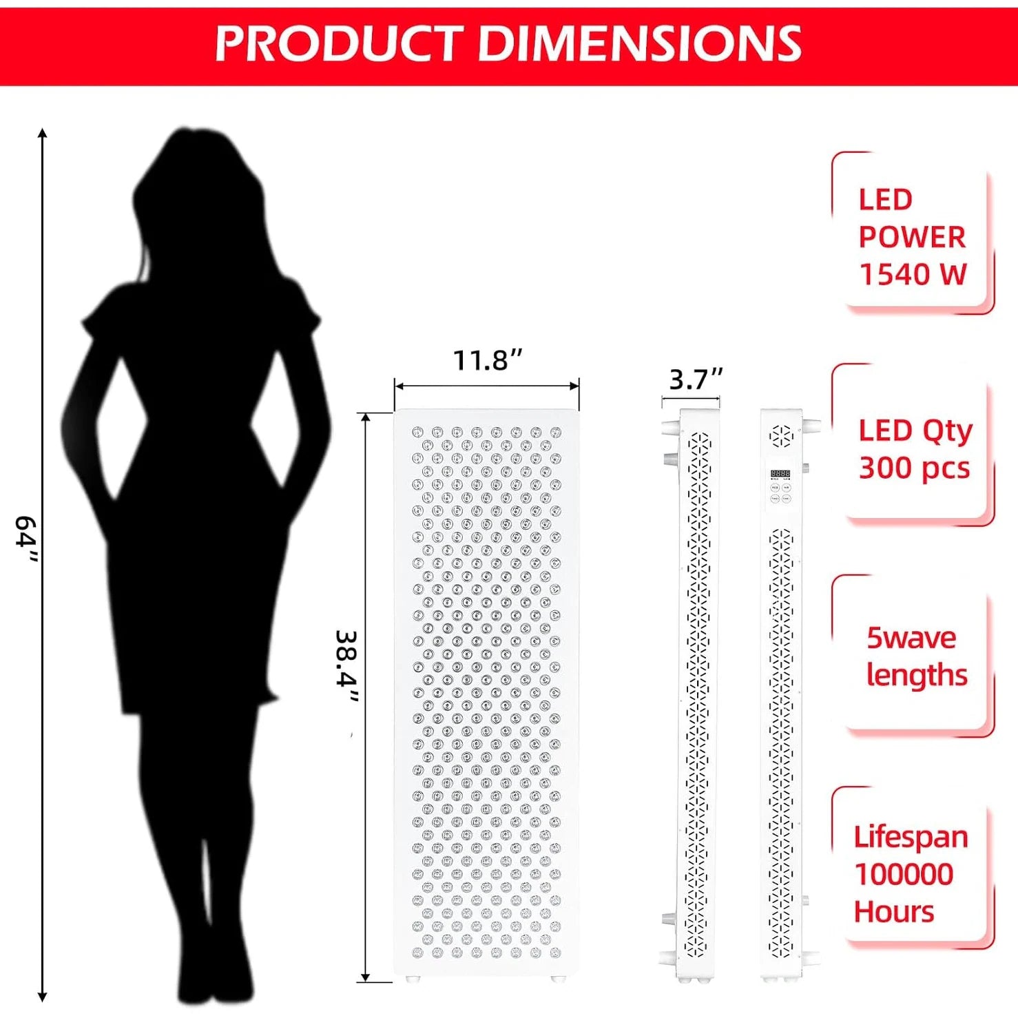 AECOJOY Red Light Therapy for Body & Face, 5 Wavelengths Red 660Nm & near Infrared 850Nm Light Therapy Panel with Timer