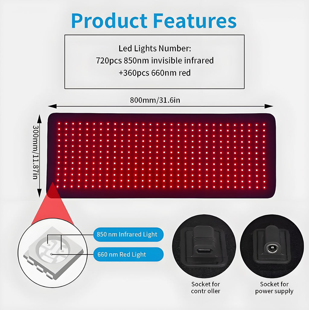 Red Light Therapy Pad Infrared LED Full Body Mat Device Back Muscle Pain Relief, Body Pain Relief, Muscle Repair