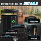 Inflatable Cold Plunge Tub with Step, 1 HP Water Chiller for Ice Bath Tub, Hot & Cold Mode Machine with Ozone, Smart WiFi, Dual Filters, Fast Cooling, 115 Gallon, 39" L x 39" W x 35.4" H
