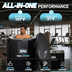 Inflatable Cold Plunge Tub with Chiller, 1 HP Water Chiller for Ice Bath Tub, Hot & Cold Mode Machine with Ozone, Smart WiFi, Dual Filters, Fast Cooling, 130 Gallon, 39" L x 39" W x 35.4" H