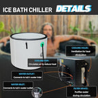 Inflatable Cold Plunge Tub with Chiller, 1 HP Water Chiller for Ice Bath Tub, Hot & Cold Mode Machine with Ozone, Smart WiFi, Dual Filters, Fast Cooling, 115 Gallon, 37.4" L x 37.4" W x 29.53" H