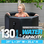 Inflatable Ice Bath Tub for Athletes, Cold Plunge Recovery Tub with Insulated Lid, EVA Groundsheet, Backpack, 115 Gallon Capacity, 39" x 39" x 35.4", Portable Durable Design