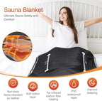 Infrared Sauna Blanket-Sauna Blanket for Home Use, Portable Design for Relaxation and Detoxification Highest 176℉, 20-60 Minutes Timer (Deep Black)