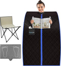 SereneLife Compact & Portable Infrared Steam Sauna, Personal Spa Style Sauna for at-Home Relaxation and Rejuvenation, Easy Access Sit-in Design, Foldable Chair, Energy Efficient, Foot Pad Heating Mat