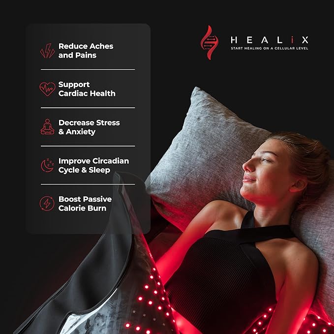 Healix Infrared Sauna Blanket Zero EMF – Portable Home Sauna Blanket for Detox & Weight Loss | Far Infrared Heating, VOC-Free, Adjustable Temp (77–176°F), Carbon Fiber Heating & Zipper Seam