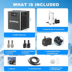 1/3HP Ice Bath Chiller & Cold Plunge Tub Kit – XL 100 Gal Insulated Ice Pod, External Pump & Filter, Cold Plunge Tub with Water Chille for Athletes, Recovery & Home Wellness