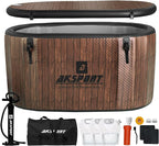 AKSPORT Ice Bath Tub for Athletes, 238 Gallons Inflatable Cold Plunge Tub Compatible with Water Chillers,Icebath for Recovery & Cold Water Therapy, Portable Bathtub for Indoor & Outdoor-Wood