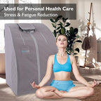 SereneLife Portable Sauna for Home, Infrared Sauna Tent with Heated Foot Pad and Folding Chair, Compact Personal Rejuvenation Sauna, Remote Control In-Home Spa, 38" x 32” - (Gray)