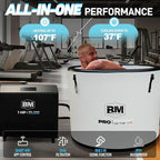 Inflatable Cold Plunge Tub with Chiller, 1 HP Water Chiller for Ice Bath Tub, Hot & Cold Mode Machine with Ozone, Smart WiFi, Dual Filters, Fast Cooling, 115 Gallon, 37.4" L x 37.4" W x 29.53" H