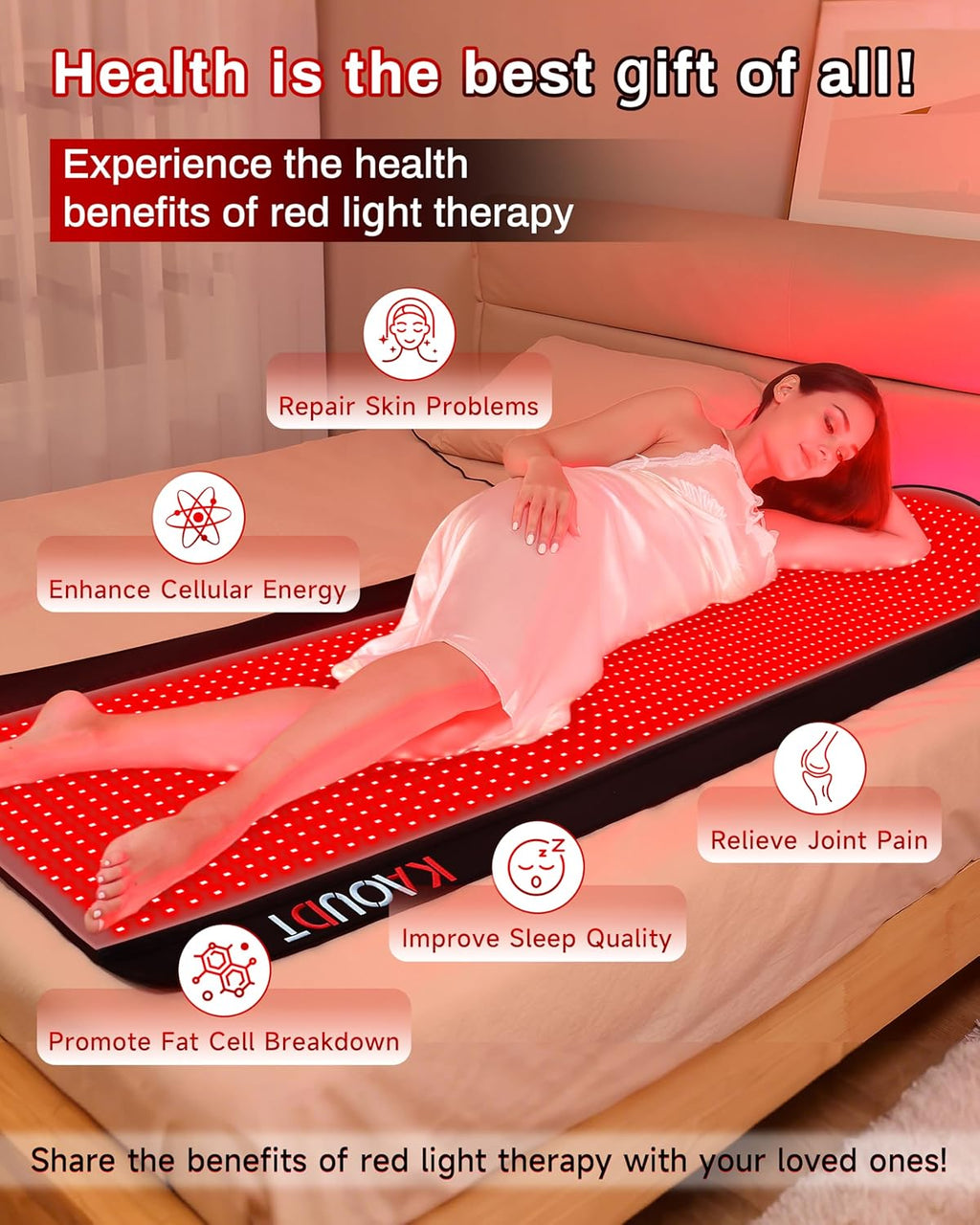 Experience Ultimate Full Body Pain Relief with Our 72"X33.3" Medical-Grade TPU Red Light Therapy Mat – Perfect for Home Use and FSA&HSA Approved!