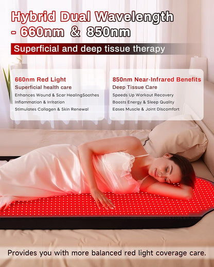 Experience Ultimate Full Body Pain Relief with Our 72"X33.3" Medical-Grade TPU Red Light Therapy Mat – Perfect for Home Use and FSA&HSA Approved!