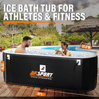 AKSPORT Ice Bath Tub for Athletes, 225 Gallons Inflatable Cold Plunge Tub Compatible with Water Chillers, Icebath for Recovery & Cold Water Therapy, Portable Bathtub for Indoor & Outdoor-Black