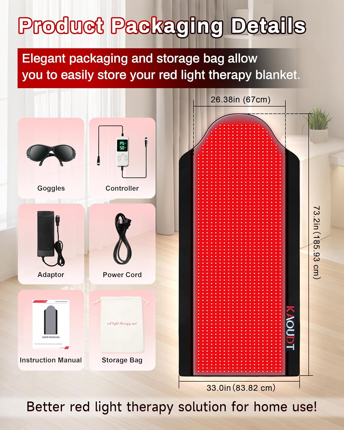 Experience Ultimate Full Body Pain Relief with Our 72"X33.3" Medical-Grade TPU Red Light Therapy Mat – Perfect for Home Use and FSA&HSA Approved!