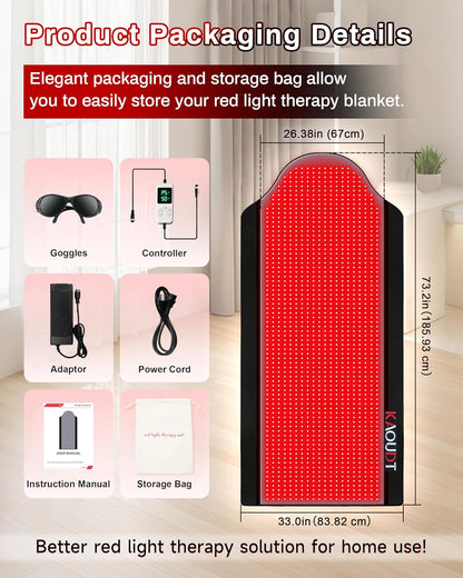 Experience Ultimate Full Body Pain Relief with Our 72"X33.3" Medical-Grade TPU Red Light Therapy Mat – Perfect for Home Use and FSA&HSA Approved!