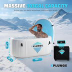 Kodiak 59" 1-Person Inflatable Cold Plunge Ice Bath or Hot Tub with 1 HP Chiller and Heater, PVC Insulated Lid, Hand Pump, Repair Kit, 110-Gallon Capacity, Indoor/Outdoor Tub – Gray