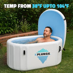 Kodiak 59" 1-Person Inflatable Cold Plunge Ice Bath Tub or Hot Tub with PVC Insulated Lid, Hand Pump, Repair Kit, 110-Gallon Capacity – Chiller Compatible Indoor/Outdoor Tub – Gray