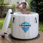 Arctic Fox 39" 1-Person Inflatable Cold Plunge Ice Bath Tub or Hot Tub with PVC Insulated Lid, Hand Pump, Repair Kit, 88-Gallon Capacity – Chiller Compatible Indoor/Outdoor Use Tub – Gray