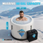 Arctic Fox 39" 1-Person Inflatable Cold Plunge Ice Bath Tub or Hot Tub with PVC Insulated Lid, Hand Pump, Repair Kit, 88-Gallon Capacity – Chiller Compatible Indoor/Outdoor Use Tub – Gray