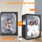 MIXC Full Body Portable Personal Saunas Box for Home, 2 Person Steam Sauna at Home Spa with 2.6L & 1500W, Two-Person with 2 Foldable Chairs, Remote Control, Home Sauna for Gym, Black