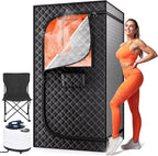 Portable Steam Sauna Box for Home: Full Size Sauna Tent for Personal Spa - Fast Heating Sauna Box with 3L Steamer, Folding Chair, Remote Control, 32" x 32" x 71"