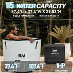 Inflatable Cold Plunge Tub with Chiller, 1 HP Water Chiller for Ice Bath Tub, Hot & Cold Mode Machine with Ozone, Smart WiFi, Dual Filters, Fast Cooling, 115 Gallon, 37.4" L x 37.4" W x 29.53" H