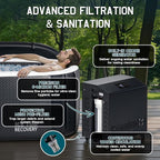 Albott Cold Plunge Tub with 1HP Chiller, Inflatable Ice Bath Tub with App Control, UV/Ozone System, Insulated Lid & Wheels, Full-Body Recovery Tub for Athletes, 150 Gal, 59"x32"x28"