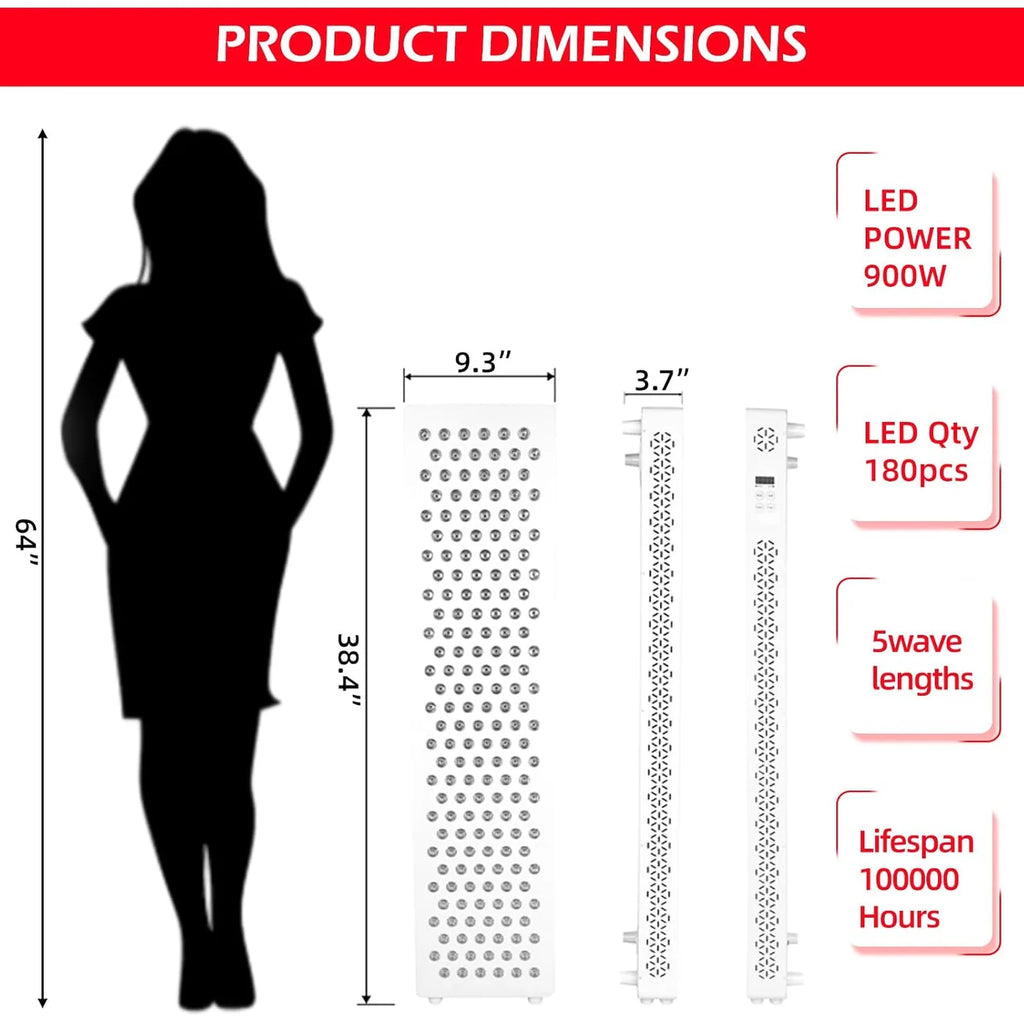 AECOJOY Red Light Therapy for Body & Face, 5 Wavelengths Red 660Nm & near Infrared 850Nm Light Therapy Panel with Timer