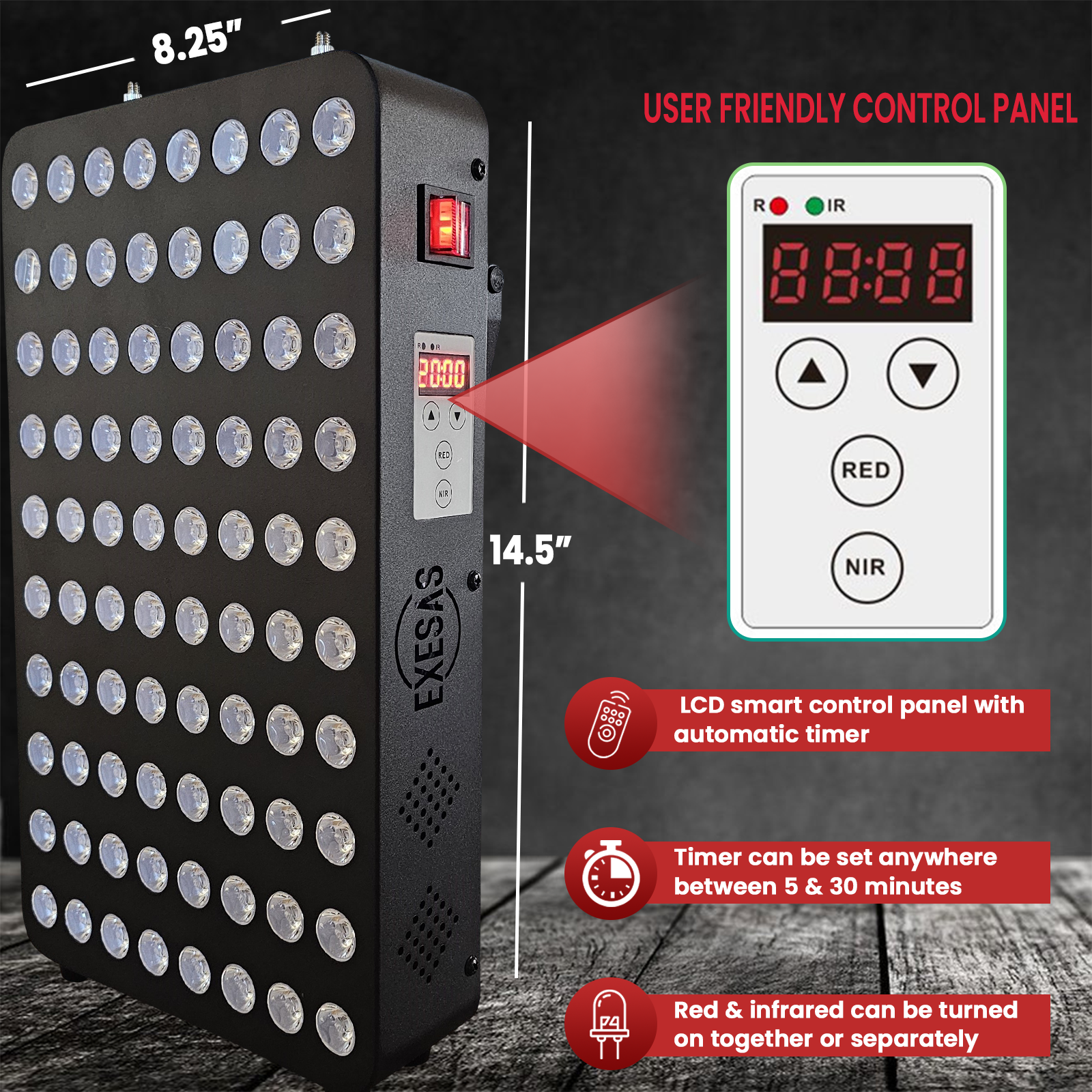 EXESAS 80 LED, 400W Dual-Chip, Red Light Therapy Device for Full Body 660nm & 850nm Infrared LED Panel for Beautiful Skin, Weight & Pain Management