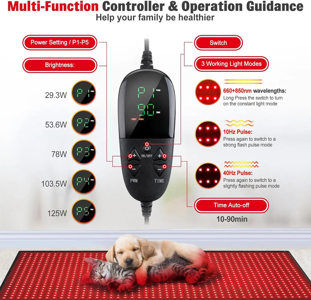 Red Light Therapy Mat - 1280 LEDs Full Body Blanket 660nm 850nm