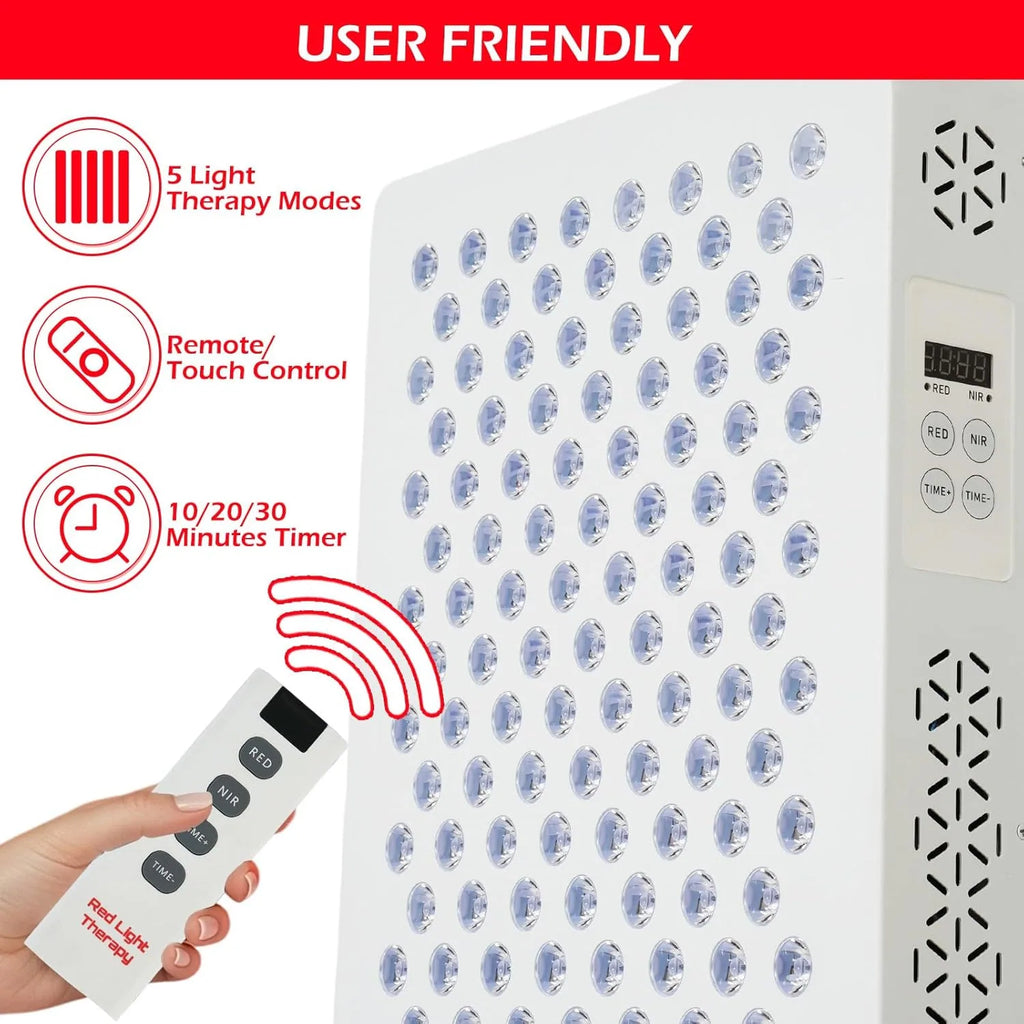 AECOJOY Red Light Therapy for Body & Face, 5 Wavelengths Red 660Nm & near Infrared 850Nm Light Therapy Panel with Timer