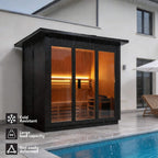 Custom 8-Person Luxury Canadian Red Cedar Outdoor Steam Sauna With Heater And Stones [Made-To-Order] (SAK13492)