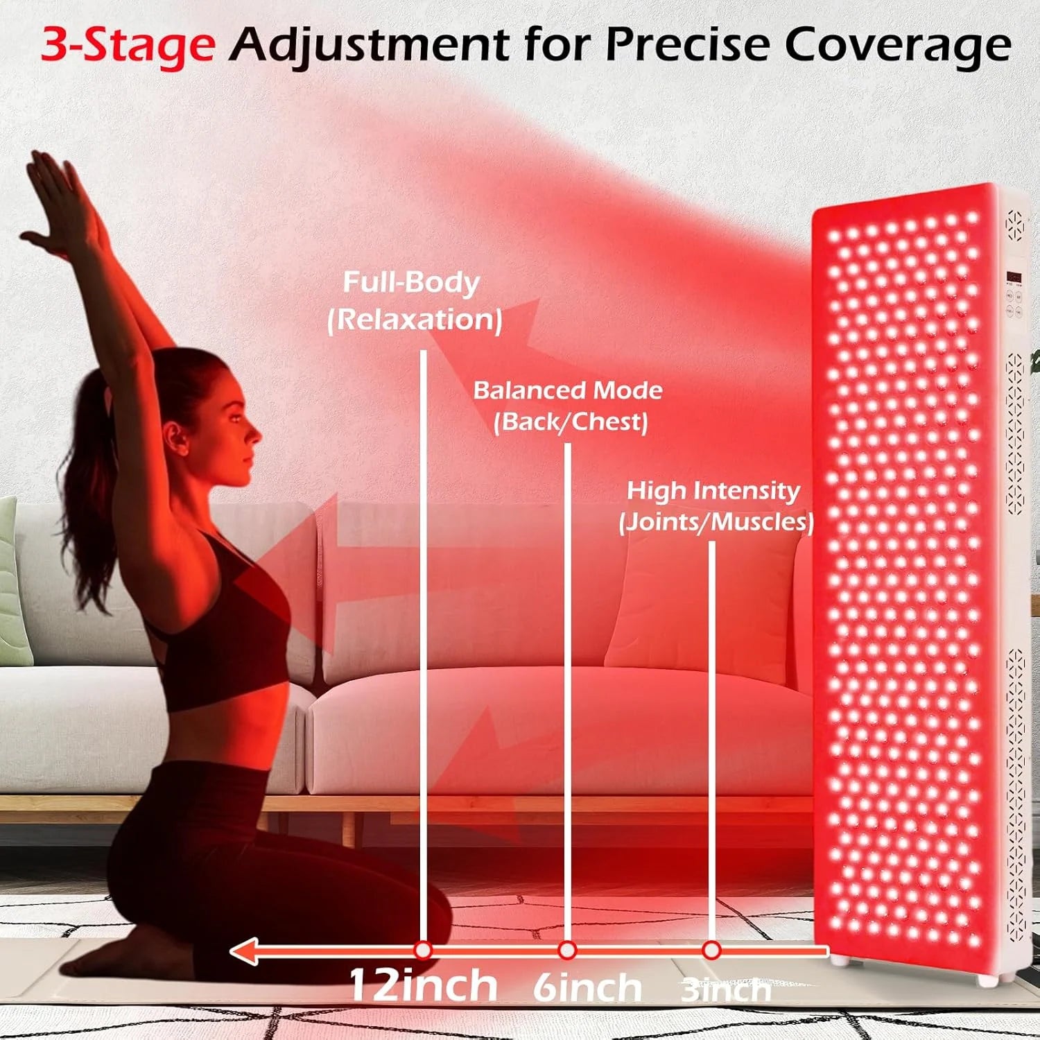 AECOJOY Red Light Therapy for Body & Face, 5 Wavelengths Red 660Nm & near Infrared 850Nm Light Therapy Panel with Timer
