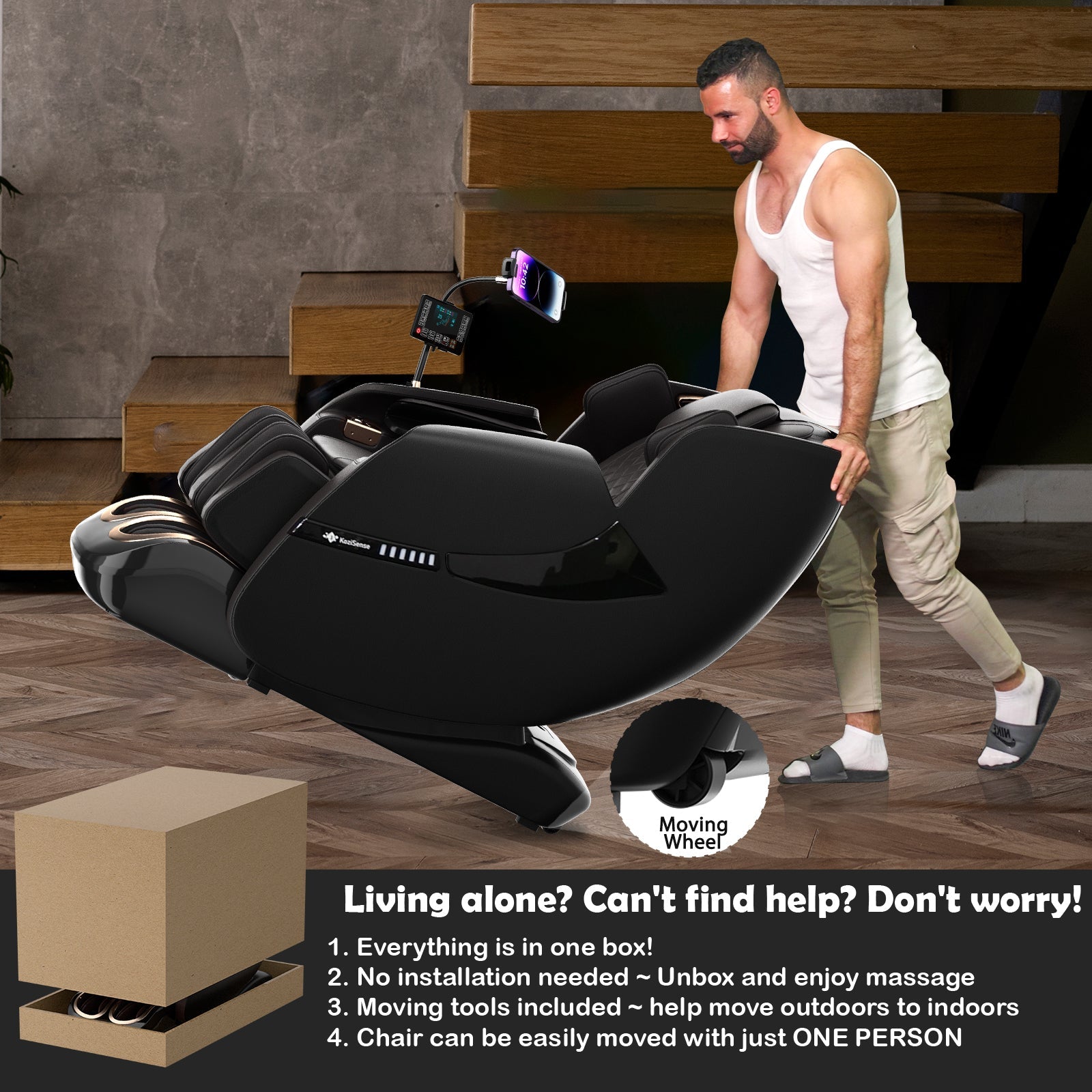 KoziSense 2026 Upgraded A18 3D SL-track Massage Chair - (All Black)