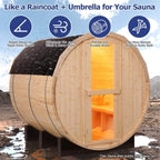 Thermora Haven Premium All-Weather Outdoor Pinewood Barrel Sauna Kit With 4.5KW Heater And Tempered Glass Window (SAK91462)